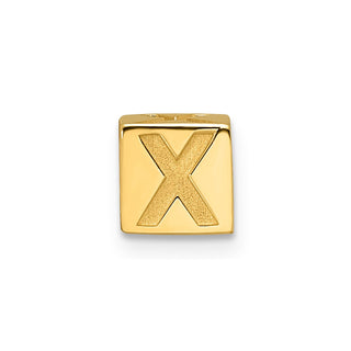 14K Yellow Gold Alphabet Bead Letter X Charm