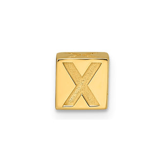 14K Yellow Gold Alphabet Bead Letter X Charm