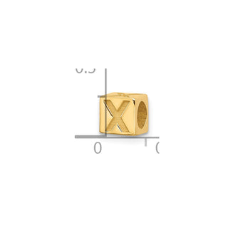 14K Yellow Gold Alphabet Bead Letter X Charm