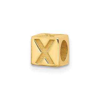 14K Yellow Gold Alphabet Bead Letter X Charm