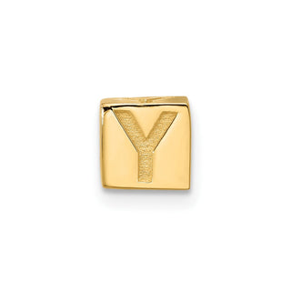 14K Yellow Gold Alphabet Bead Letter Y Charm