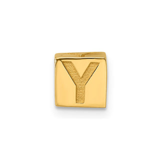 14K Yellow Gold Alphabet Bead Letter Y Charm