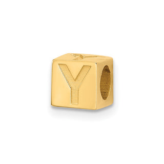 14K Yellow Gold Alphabet Bead Letter Y Charm