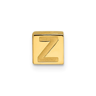 14K Yellow Gold Alphabet Bead Letter Z Charm
