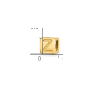 14K Yellow Gold Alphabet Bead Letter Z Charm
