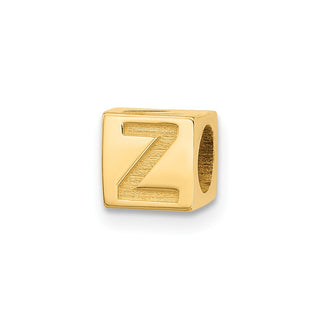 14K Yellow Gold Alphabet Bead Letter Z Charm