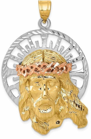 14k Yellow, White and Rose Gold Jesus Pendant