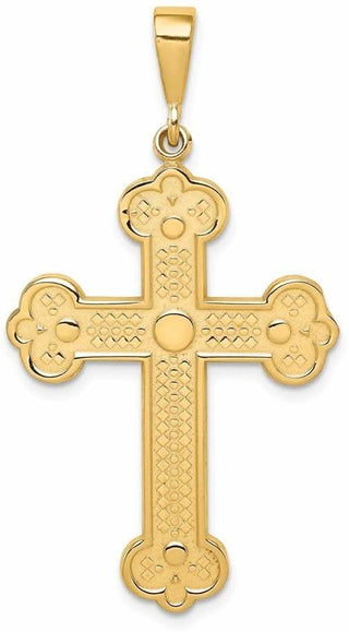 14k Yellow Gold Budded Cross Pendant C1474