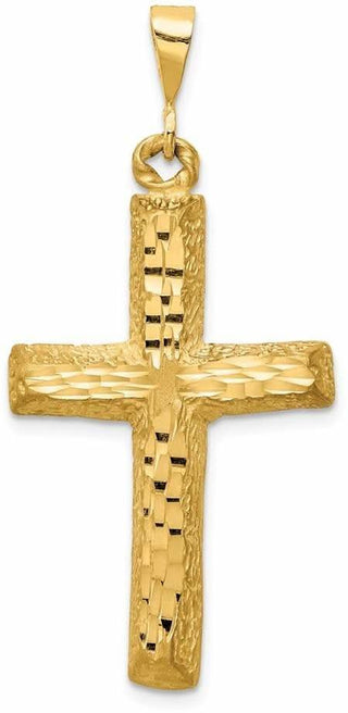 14k Yellow Gold Diamond-Cut Cross Pendant