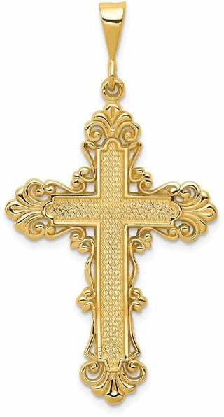 14k Yellow Gold Fleur De Lis Cross Pendant C1965
