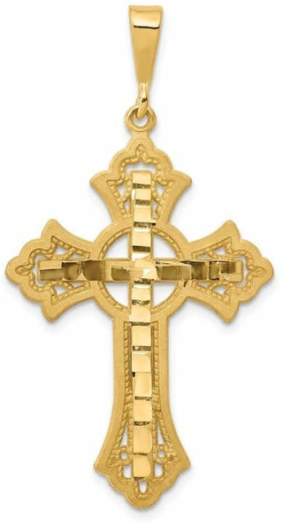 14k Yellow Gold Diamond-Cut Celtic Cross Pendant C2742