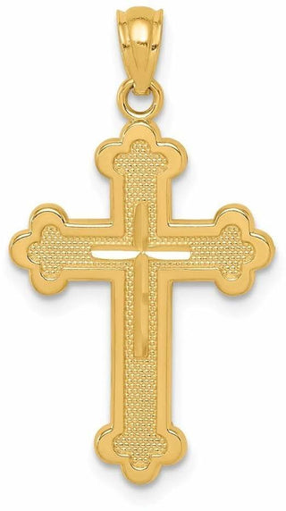 14k Yellow Gold Budded Cross Pendant C3615