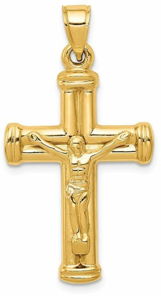 14k Yellow Gold Reversible Crucifix / Cross Pendant C3694