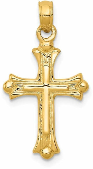 14k Yellow Gold Budded Cross Pendant C3827
