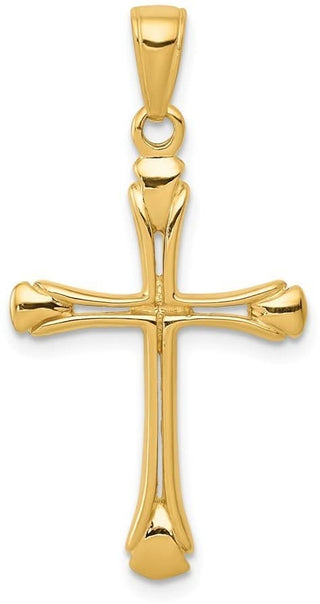 14k Yellow Gold Cross with Triangle Tips Pendant