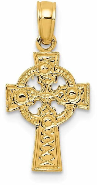 14k Yellow Gold Celtic Cross with Eternity Circle Pendant C4249