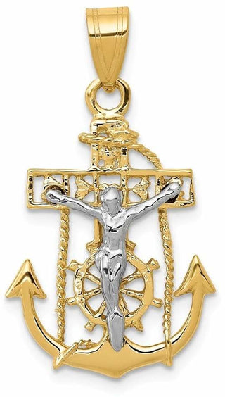 14k Yellow and White Gold Mariners Crucifix Pendant C811
