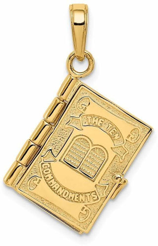 14k Yellow Gold Ten Commandments Bible Pendant