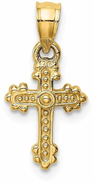 14k Yellow Gold Tiny Budded Cross Pendant