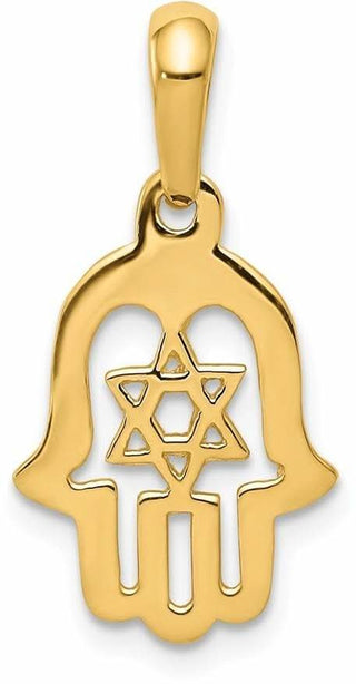 14k Yellow Gold Star Of David Chamseh Pendant