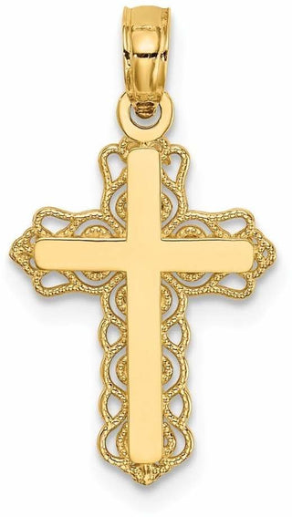 14k Yellow Gold Budded Cross Pendant D3501