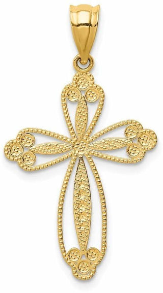 14k Yellow Gold Budded Cross Pendant D3506