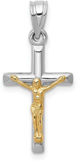 14k Yellow and White Gold Hollow Latin Crucifix Pendant D3595