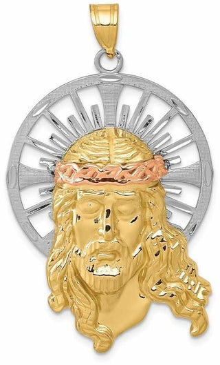 14k Yellow, White and Rose Gold Diamond-Cut Christ Pendant