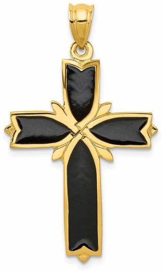 14k Yellow Gold Enameled Latin Cross Pendant