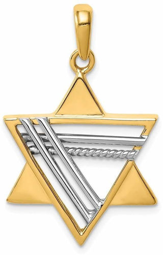14k Yellow and White Gold Star Of David Pendant K1286