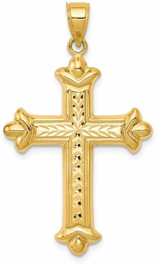 14k Yellow Gold Reversible Diamond-Cut Cross Pendant K3632