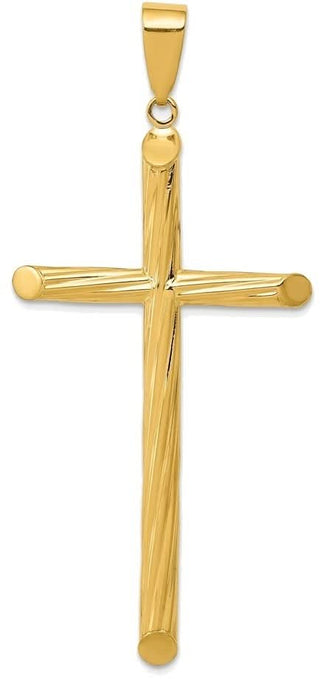 14k Yellow Gold Fancy Textured Cross Pendant