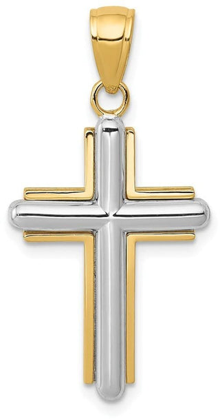 14k Yellow and White Gold Passion Cross Pendant K5489