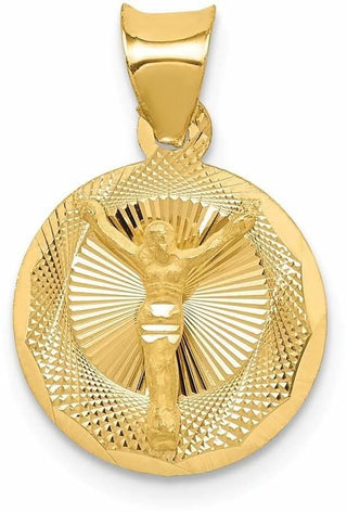 14k Yellow Gold Polished and Diamond-Cut Corpus Circle Pendant K5619
