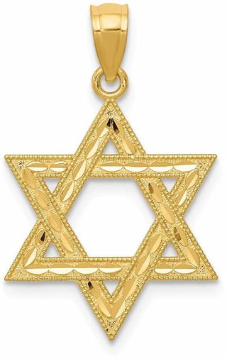 14k Yellow Gold Diamond-Cut Polished Star Of David Pendant