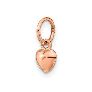 14k Rose Gold Rose Polished 3-D Puffed Heart Charm K794
