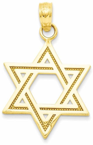 14k Yellow Gold Solid Satin Star Of David Pendant M1594