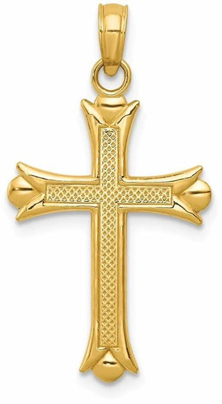 14k Yellow Gold Fleur De Lis Cross Pendant M1849