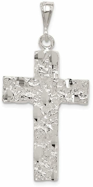 925 Sterling Silver Nugget-Style Cross Pendant QC472