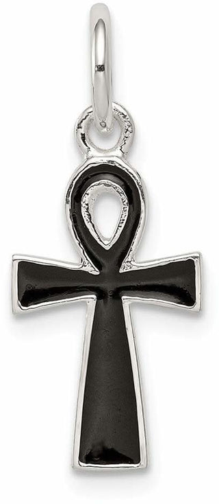 925 Sterling Silver Black Enamel Cross Pendant