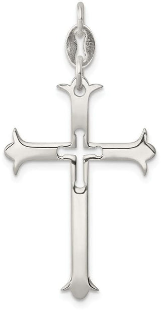 925 Sterling Silver Polished Cross Pendant QC7244