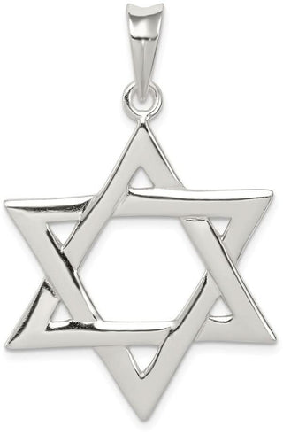 925 Sterling Silver Polished Star Of David Pendant QC7432