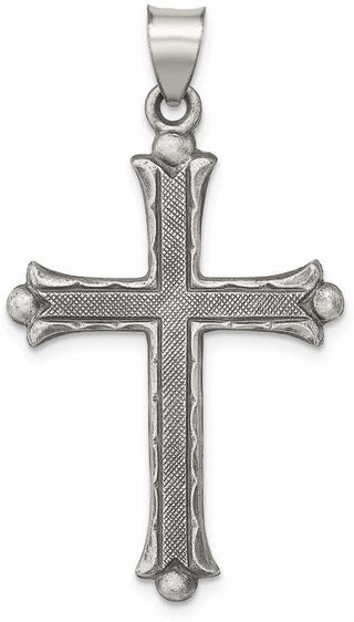 925 Sterling Silver Antiqued, Polished and Brushed Latin Cross Pendant QC8155