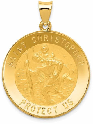 14k Yellow Gold Saint Christopher Medal Pendant REL138