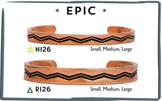 Epic solid copper bracelets by Nik Lub — Narrow N126 above, Regular R126 below