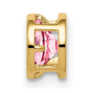 14k Yellow Gold 5mm Pink Sapphire Bezel Pendant Slide