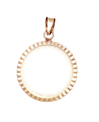 14K Yellow Gold DIAMOND CUT DIE STRUCK Bezel Pendant 16.5 mm