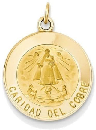 14k Yellow Gold Caridad Del Cobre Medal Pendant