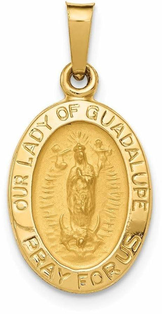 14k Yellow Gold Hollow Our Lady Of Guadalupe Medal Pendant