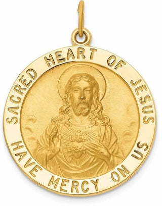 14k Yellow Gold Sacred Heart Of Jesus Medal Pendant